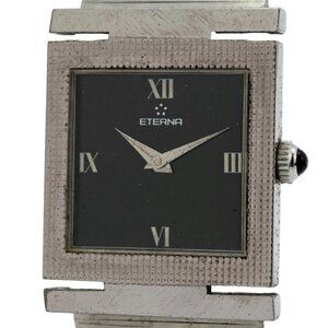Vintage 1940's Eterna 27mm Mechanical Peseux 7040 Black Dial Watch 408.6327.21!